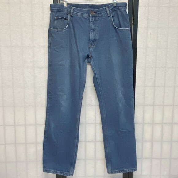 Key Fleece Lined Heavy Duty Denim Jeans Medium Wash 36 Winter Workwear Outdoors - Picture 1 of 13